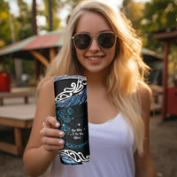 New Zealand Matariki Skinny Tumbler Maori New Year Silver Fern And Lizard - Turquosie LT14 - Polynesian Pride