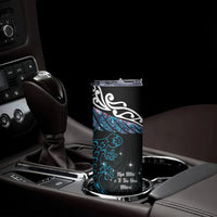 New Zealand Matariki Skinny Tumbler Maori New Year Silver Fern And Lizard - Turquosie LT14 - Polynesian Pride