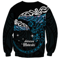 New Zealand Matariki Sweatshirt Maori New Year Silver Fern And Lizard - Turquosie LT14 - Polynesian Pride