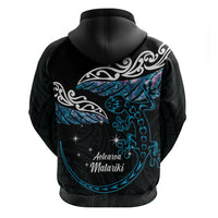 New Zealand Matariki Zip Hoodie Maori New Year Silver Fern And Lizard - Turquosie LT14 - Polynesian Pride