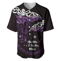 New Zealand Matariki Baseball Jersey Maori New Year Silver Fern And Lizard - Purple LT14 Purple - Polynesian Pride