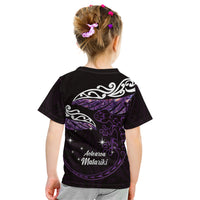 New Zealand Matariki Kid T Shirt Maori New Year Silver Fern And Lizard - Purple LT14 - Polynesian Pride