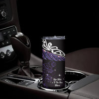 New Zealand Matariki Skinny Tumbler Maori New Year Silver Fern And Lizard - Purple LT14 - Polynesian Pride