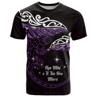 New Zealand Matariki T Shirt Maori New Year Silver Fern And Lizard - Purple LT14 Purple - Polynesian Pride