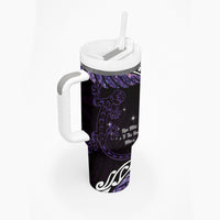 New Zealand Matariki Tumbler With Handle Maori New Year Silver Fern And Lizard - Purple LT14 - Polynesian Pride