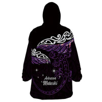 New Zealand Matariki Wearable Blanket Hoodie Maori New Year Silver Fern And Lizard - Purple LT14 - Polynesian Pride