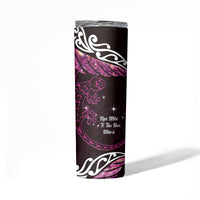 New Zealand Matariki Skinny Tumbler Maori New Year Silver Fern And Lizard - Pink LT14 - Polynesian Pride