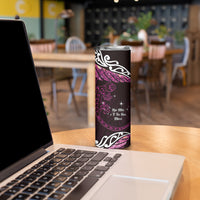 New Zealand Matariki Skinny Tumbler Maori New Year Silver Fern And Lizard - Pink LT14 - Polynesian Pride