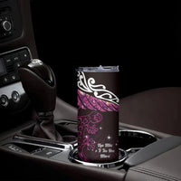 New Zealand Matariki Skinny Tumbler Maori New Year Silver Fern And Lizard - Pink LT14 - Polynesian Pride
