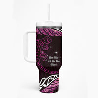 New Zealand Matariki Tumbler With Handle Maori New Year Silver Fern And Lizard - Pink LT14 - Polynesian Pride