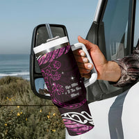 New Zealand Matariki Tumbler With Handle Maori New Year Silver Fern And Lizard - Pink LT14 - Polynesian Pride