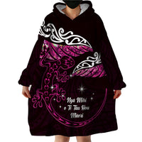 New Zealand Matariki Wearable Blanket Hoodie Maori New Year Silver Fern And Lizard - Pink LT14 - Polynesian Pride