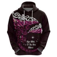 New Zealand Matariki Zip Hoodie Maori New Year Silver Fern And Lizard - Pink LT14 - Polynesian Pride