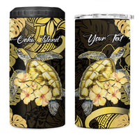 Personalised Aloha Hawaii Oahu Island 4 in 1 Can Cooler Tumbler Gathering Place Sea Turtle Ilima Flowers LT14 One Size: 16 oz Yellow - Polynesian Pride