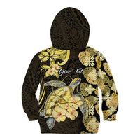 Personalised Aloha Hawaii Oahu Island Kid Hoodie Gathering Place Sea Turtle Ilima Flowers LT14 - Polynesian Pride