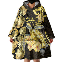 Personalised Aloha Hawaii Oahu Island Wearable Blanket Hoodie Gathering Place Sea Turtle Ilima Flowers LT14 - Polynesian Pride