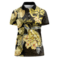 Personalised Aloha Hawaii Oahu Island Women Polo Shirt Gathering Place Sea Turtle Ilima Flowers LT14 Female Yellow - Polynesian Pride