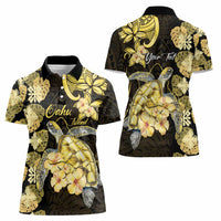 Personalised Aloha Hawaii Oahu Island Women Polo Shirt Gathering Place Sea Turtle Ilima Flowers LT14 - Polynesian Pride