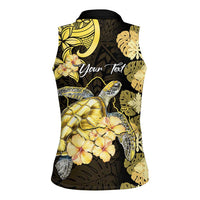 Personalised Aloha Hawaii Oahu Island Women Sleeveless Polo Shirt Gathering Place Sea Turtle Ilima Flowers LT14 - Polynesian Pride