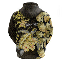 Personalised Aloha Hawaii Oahu Island Zip Hoodie Gathering Place Sea Turtle Ilima Flowers LT14 - Polynesian Pride