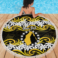 Personalised Cook Islands Aitutaki Beach Blanket Tiare Maori Polynesian Waves Tattoo