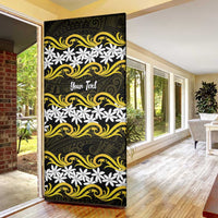Personalised Cook Islands Aitutaki Door Cover Tiare Maori Polynesian Waves Tattoo