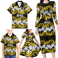 Personalised Cook Islands Aitutaki Family Matching Long Sleeve Bodycon Dress and Hawaiian Shirt Tiare Maori Polynesian Waves Tattoo LT14 - Polynesian Pride