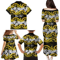 Personalised Cook Islands Aitutaki Family Matching Puletasi and Hawaiian Shirt Tiare Maori Polynesian Waves Tattoo LT14 - Polynesian Pride