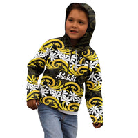 Personalised Cook Islands Aitutaki Kid Hoodie Tiare Maori Polynesian Waves Tattoo