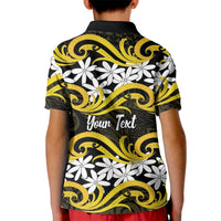 Personalised Cook Islands Aitutaki Kid Polo Shirt Tiare Maori Polynesian Waves Tattoo