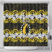 Personalised Cook Islands Aitutaki Shower Curtain Tiare Maori Polynesian Waves Tattoo
