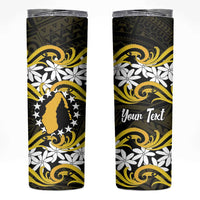 Personalised Cook Islands Aitutaki Skinny Tumbler Tiare Maori Polynesian Waves Tattoo LT14 Yellow - Polynesian Pride