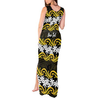 Personalised Cook Islands Aitutaki Tank Maxi Dress Tiare Maori Polynesian Waves Tattoo