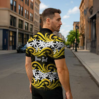 Personalised Cook Islands Aitutaki Zipper Polo Shirt Tiare Maori Polynesian Waves Tattoo