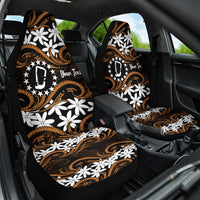 Personalised Cook Islands Rakahanga Car Seat Cover Tiare Maori Polynesian Waves Tattoo