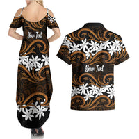 Personalised Cook Islands Rakahanga Couples Matching Summer Maxi Dress and Hawaiian Shirt Tiare Maori Polynesian Waves Tattoo LT14 - Polynesian Pride