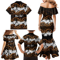 Personalised Cook Islands Rakahanga Family Matching Mermaid Dress and Hawaiian Shirt Tiare Maori Polynesian Waves Tattoo LT14 - Polynesian Pride