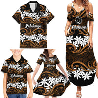 Personalised Cook Islands Rakahanga Family Matching Summer Maxi Dress and Hawaiian Shirt Tiare Maori Polynesian Waves Tattoo LT14 - Polynesian Pride