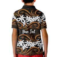 Personalised Cook Islands Rakahanga Kid Polo Shirt Tiare Maori Polynesian Waves Tattoo