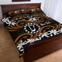 Personalised Cook Islands Rakahanga Quilt Bed Set Tiare Maori Polynesian Waves Tattoo