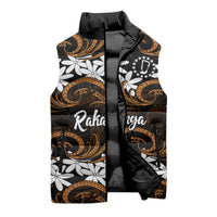 Personalised Cook Islands Rakahanga Sleeveless Puffer Jacket Tiare Maori Polynesian Waves Tattoo