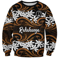Personalised Cook Islands Rakahanga Sweatshirt Tiare Maori Polynesian Waves Tattoo