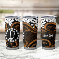 Personalised Cook Islands Rakahanga Tumbler Cup Tiare Maori Polynesian Waves Tattoo