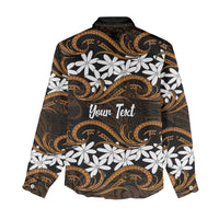 Personalised Cook Islands Rakahanga Women Casual Shirt Tiare Maori Polynesian Waves Tattoo LT14 - Polynesian Pride
