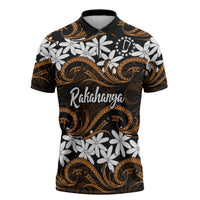 Personalised Cook Islands Rakahanga Zipper Polo Shirt Tiare Maori Polynesian Waves Tattoo LT14 Orange - Polynesian Pride