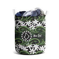 Personalised Cook Islands Palmerston Laundry Basket Tiare Maori Polynesian Waves Tattoo
