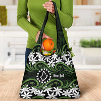 Personalised Cook Islands Palmerston Grocery Bag Tiare Maori Polynesian Waves Tattoo