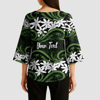 Personalised Cook Islands Palmerston Kimono Sleeve Blouse Tiare Maori Polynesian Waves Tattoo