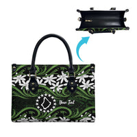 Personalised Cook Islands Palmerston Leather Bag Tiare Maori Polynesian Waves Tattoo