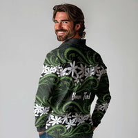 Personalised Cook Islands Palmerston Long Sleeve Polo Shirt Tiare Maori Polynesian Waves Tattoo